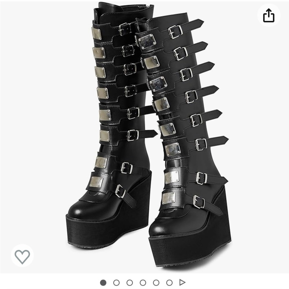 NWOT Black knee high goth boots